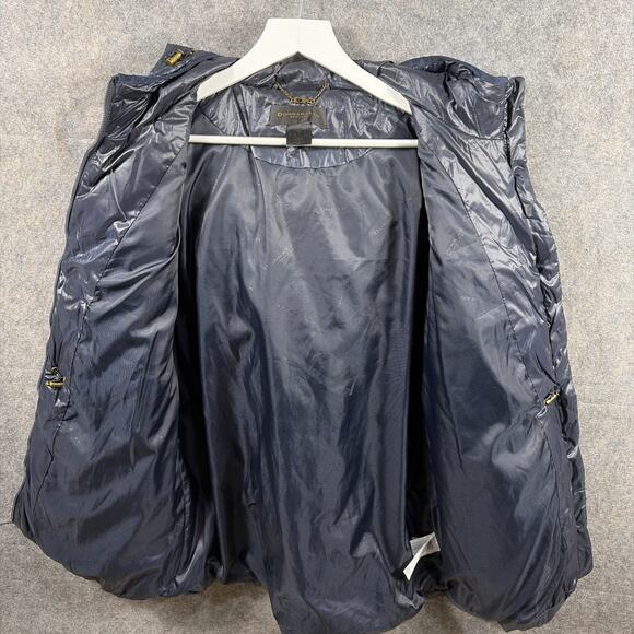 Women’s Donna Karan $350 Hooded Zip Front Quilted Navy Blue Jacket Size Medium - Picture 11 of 13